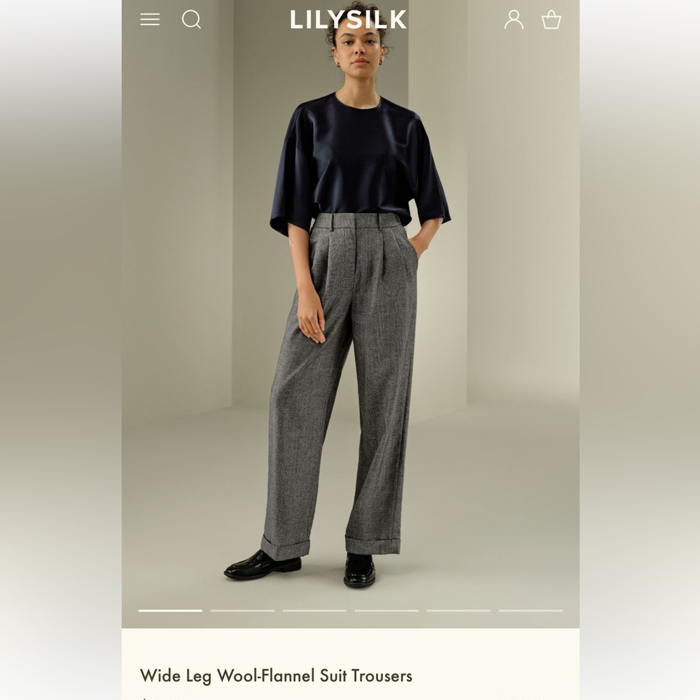 LILYSILK wide-leg wool flannel suit trouser size US12